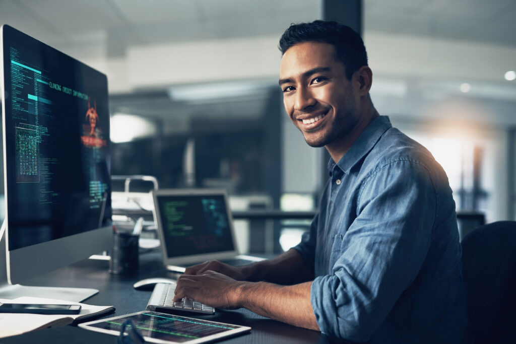 Man using a computer